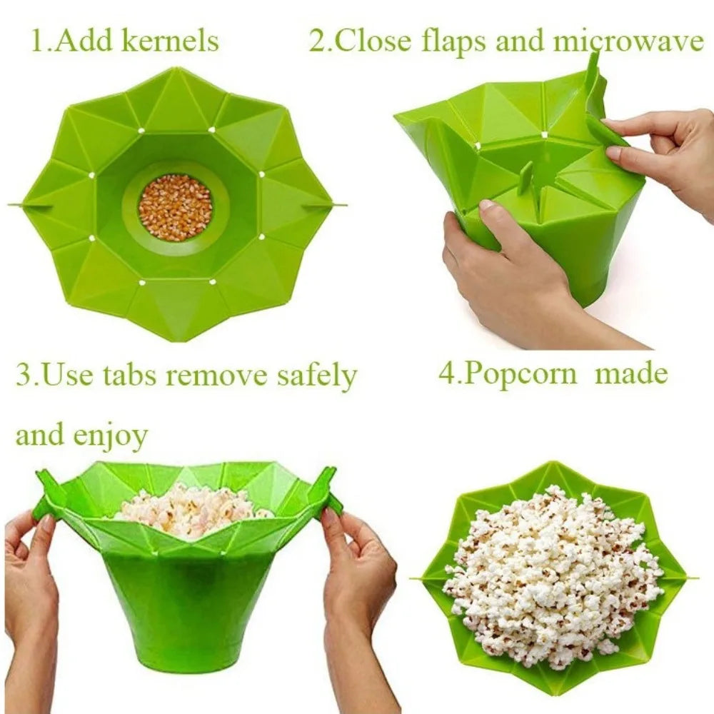 High-Quality Foldable Silicone Popcorn Bowl – Large Capacity Microwave Popcorn Maker