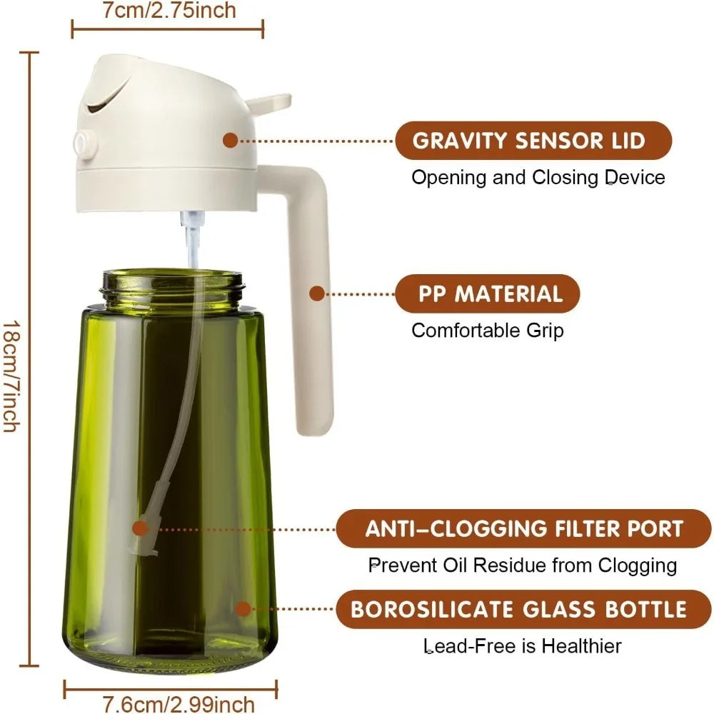 470ML Dark Glass Oil Sprayer – Light-Blocking Olive Oil Dispenser for Cooking, Air Fryer, BBQ & Seasoning