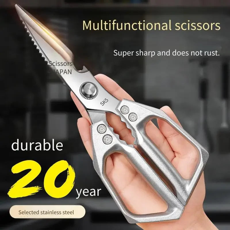 Stainless Steel Heavy-Duty Kitchen Scissors – Multi-Functional Bone Cutter for Chicken, Fish, Meat, Fruits & Vegetables
