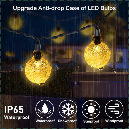 Outdoor Solar Crystal Ball String Lights – 200 LED Waterproof Fairy Garland for Christmas, Garden, Camping & Parties (IP65)