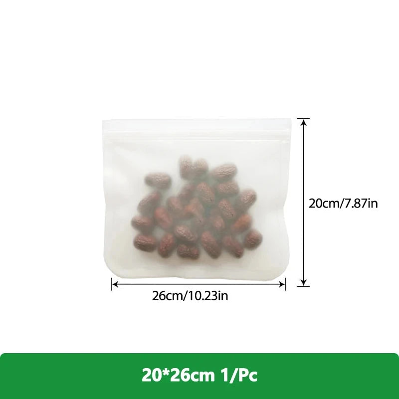 Reusable PEVA Ziplock Storage Bags – BPA-Free, Leak-Proof Freezer & Lunch Bags (1/5/10 Pcs)