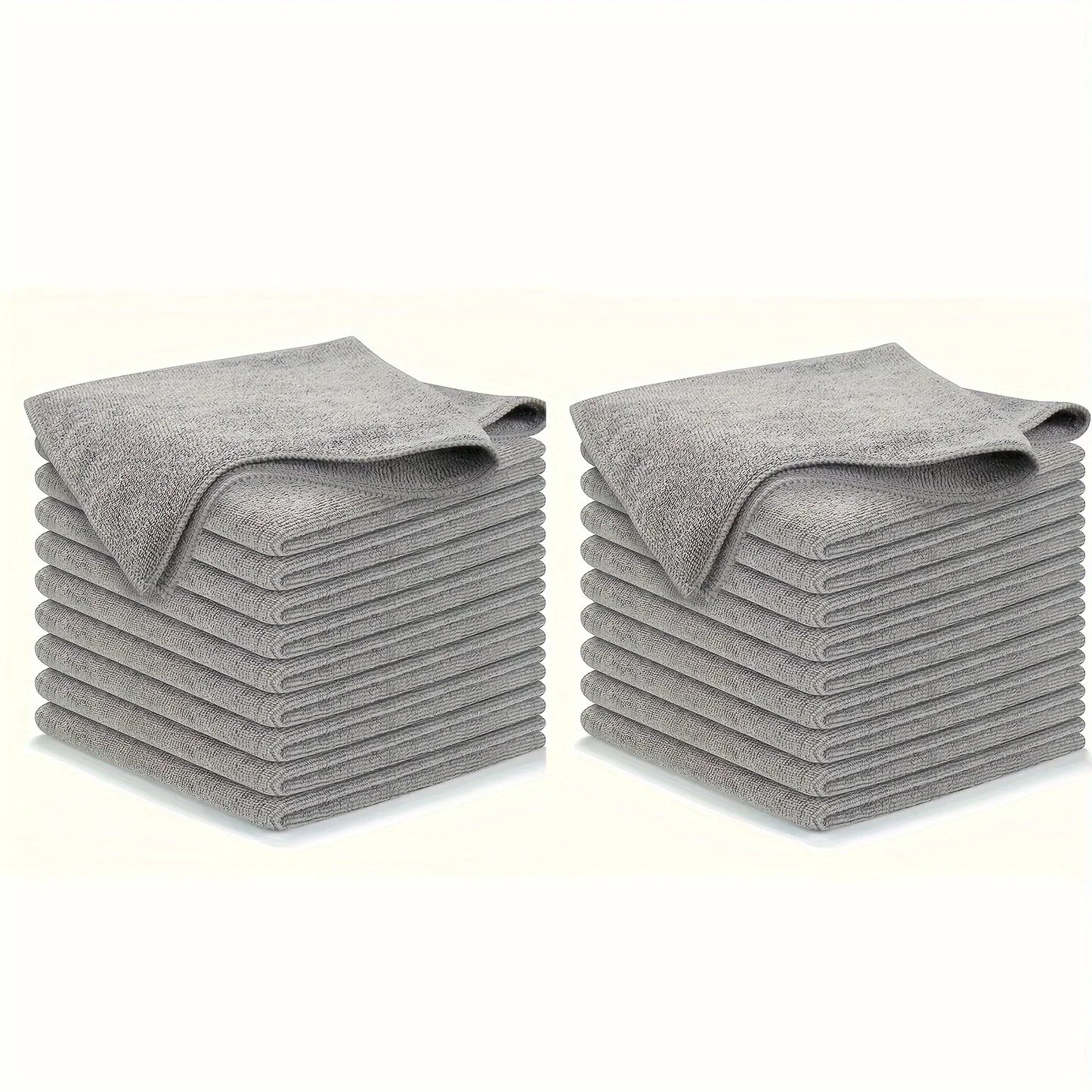 Ultra-Fine Microfiber Kitchen Towel Set – 5/10/20 Pack, Light Gray, Super Absorbent & Stain-Removing Cleaning Cloths