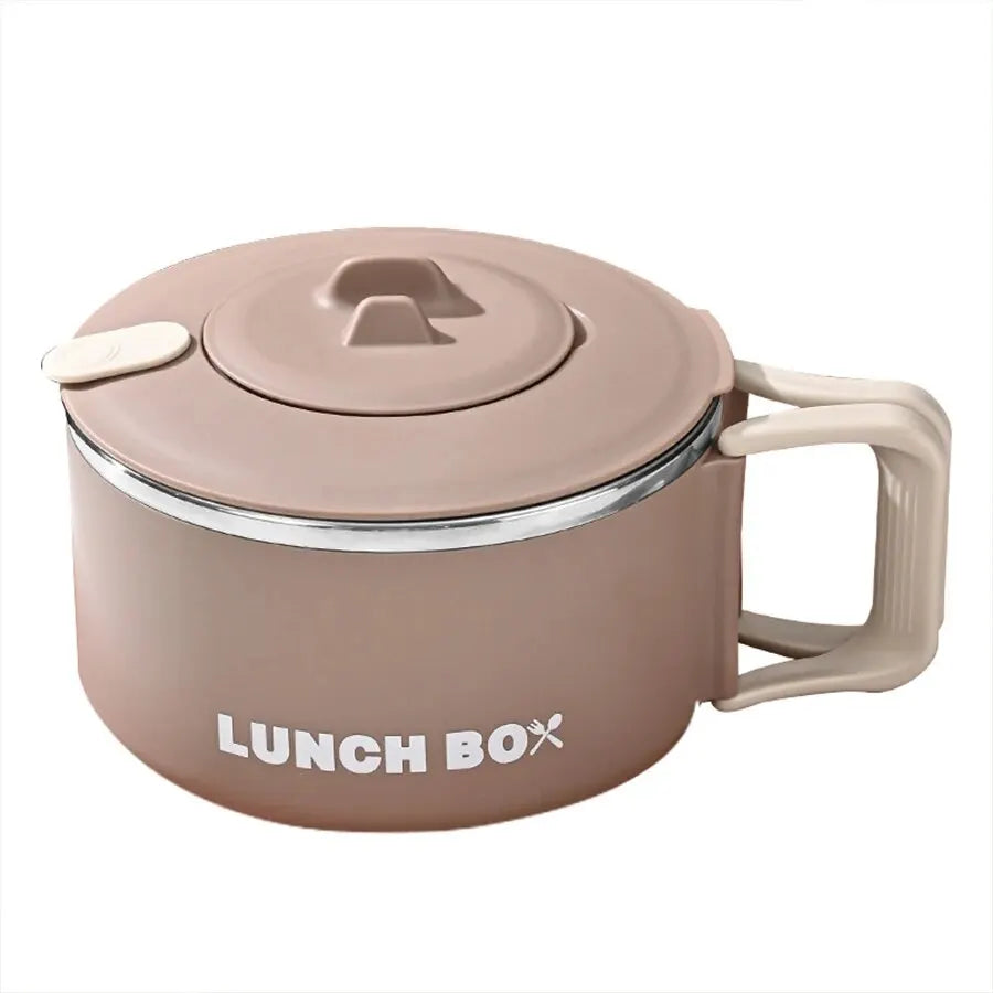 304 Stainless Steel Microwaveable Noodle Bowl – Lightweight Lunch Box with Drainable Lid & Handle