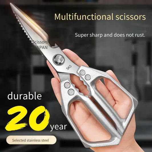 Stainless Steel Heavy-Duty Kitchen Scissors – Multi-Functional Bone Cutter for Chicken, Fish, Meat, Fruits & Vegetables