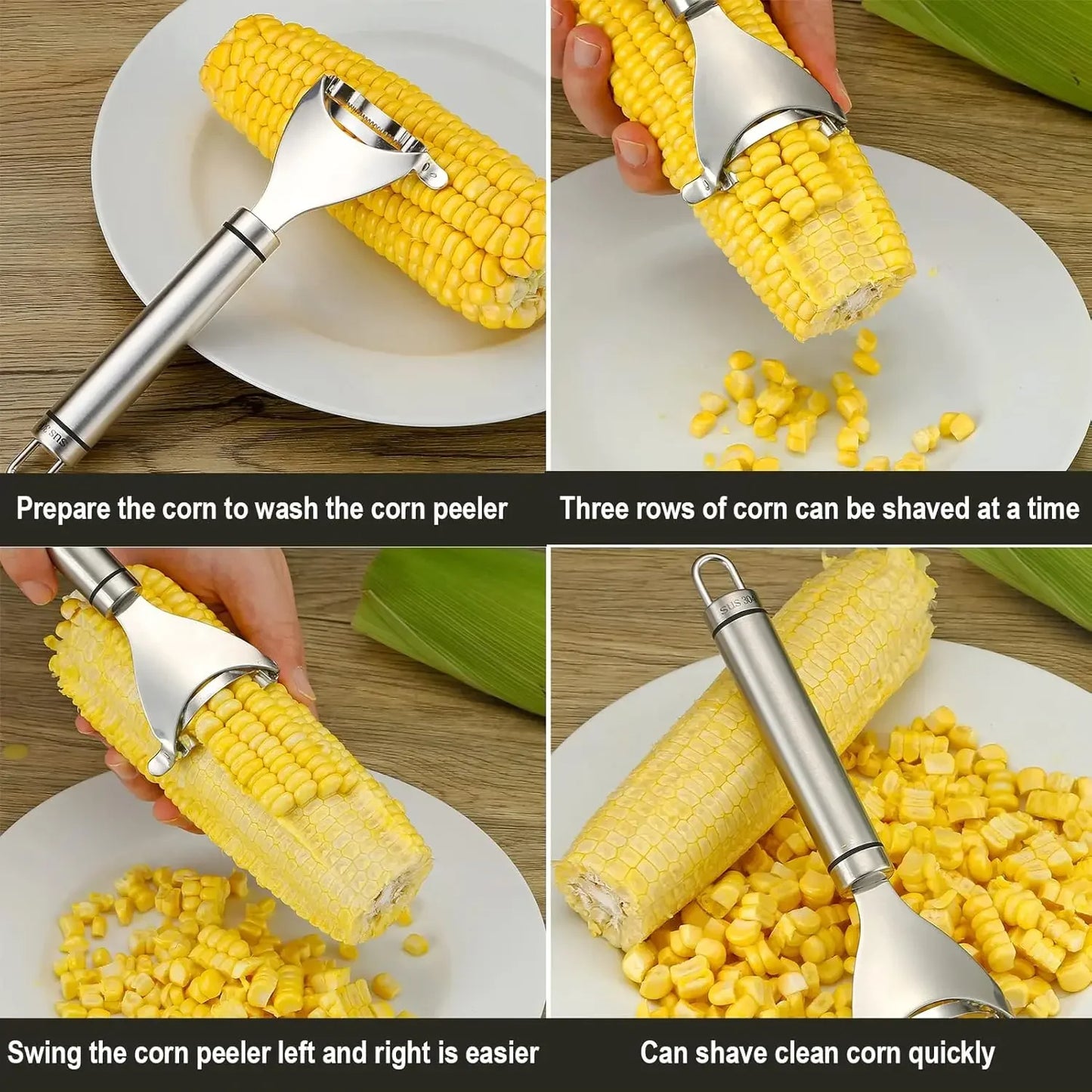 Stainless Steel Corn Peeler Serrated Corn Stripper Peelers Cob Shaver Planer Thresher Cutter Kitchen Fruit Vegetable Gadget Tool