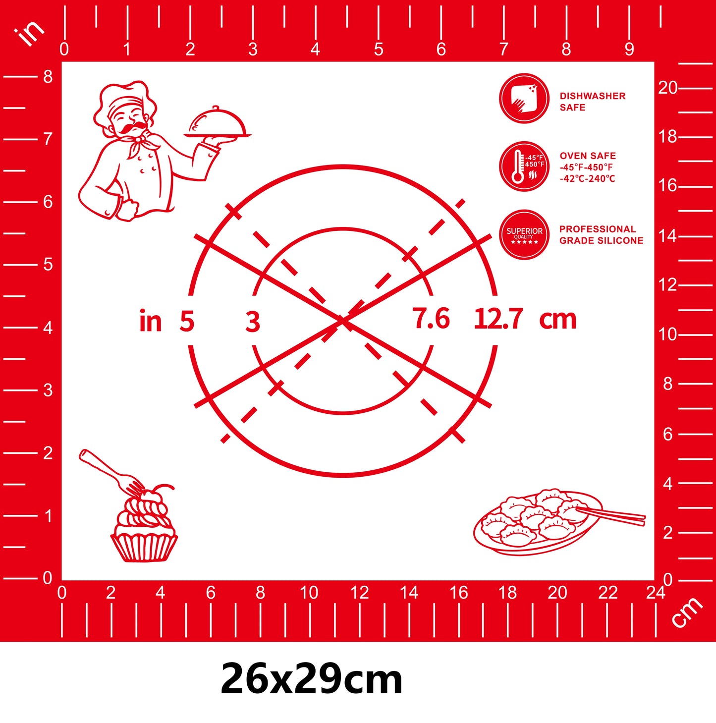 BUYYES Extra-Large Silicone Baking Mat – Non-Stick Kneading Pad for Dough, Pizza, Pastry & Cake Prep