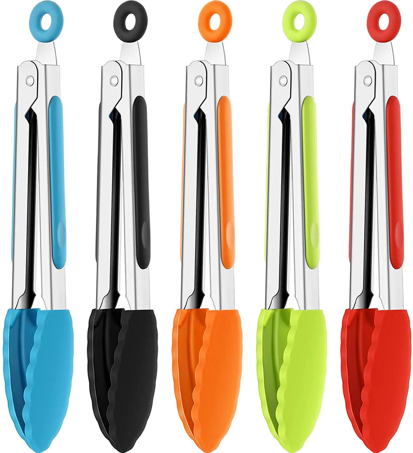 7/9/12 Inch Stainless Steel & Silicone Kitchen Tongs – Heat-Resistant, Non-Slip Locking Food Tongs for Cooking & BBQ