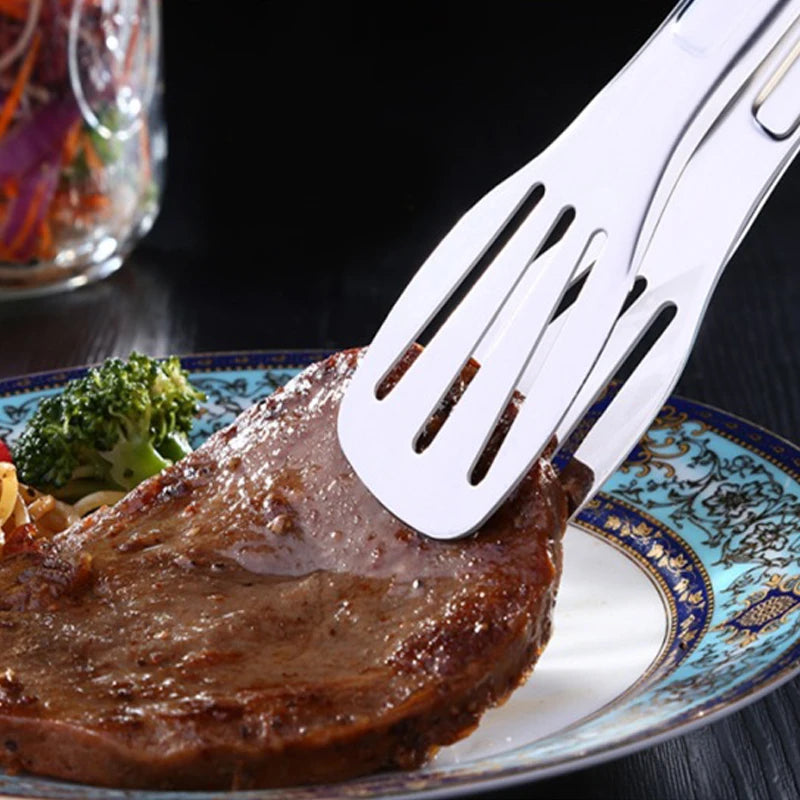 Stainless Steel Food Tongs – Heat-Resistant Kitchen Utensils for BBQ, Pastry, Salad & Buffet Serving