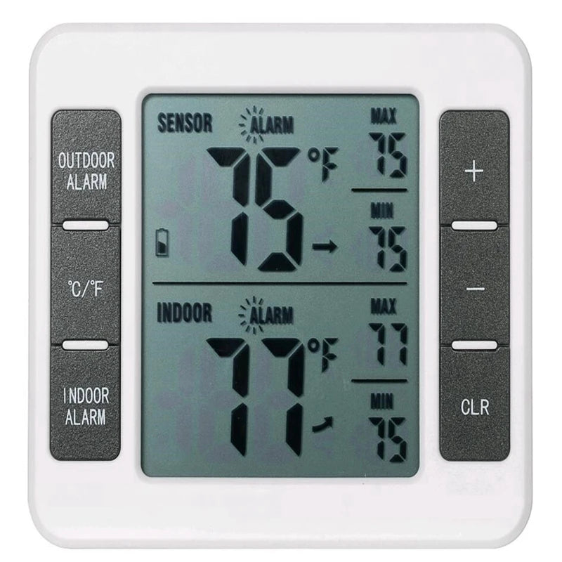 Digital Wireless Refrigerator Thermometer – Cordless Fridge/Freezer Temperature Monitor (-40°C~60°C)