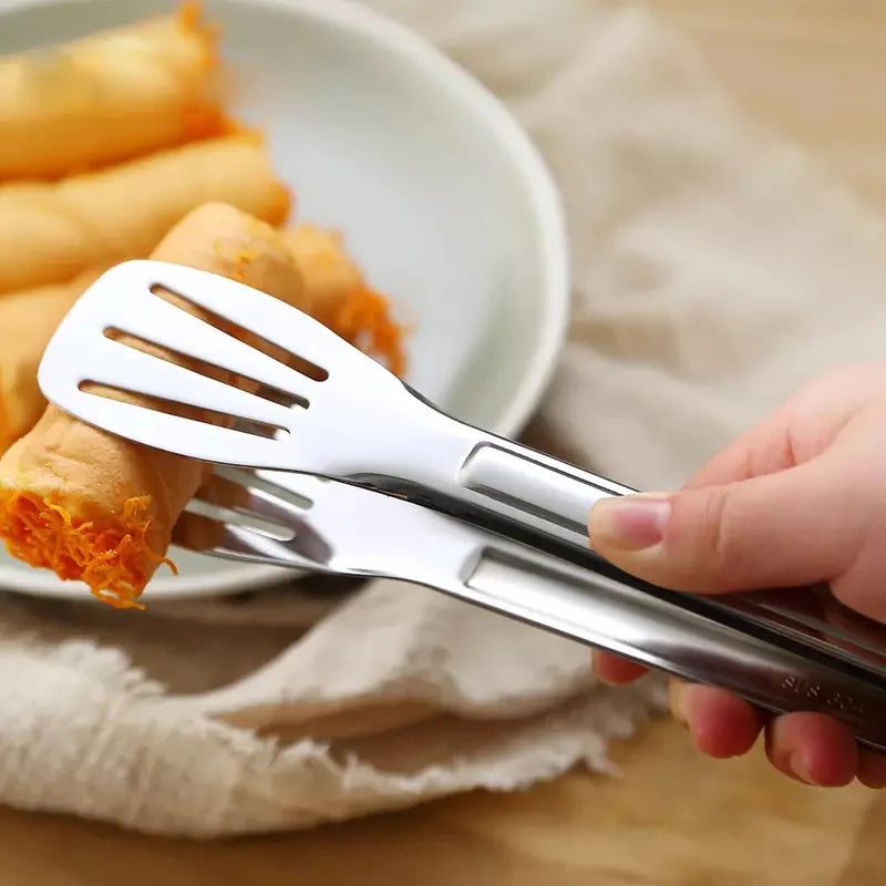 Stainless Steel Food Tongs – Heat-Resistant Kitchen Utensils for BBQ, Pastry, Salad & Buffet Serving