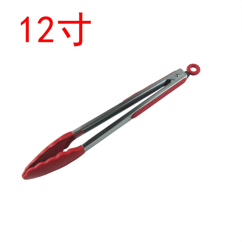 7/9/12 Inch Stainless Steel & Silicone Kitchen Tongs – Heat-Resistant, Non-Slip Locking Food Tongs for Cooking & BBQ
