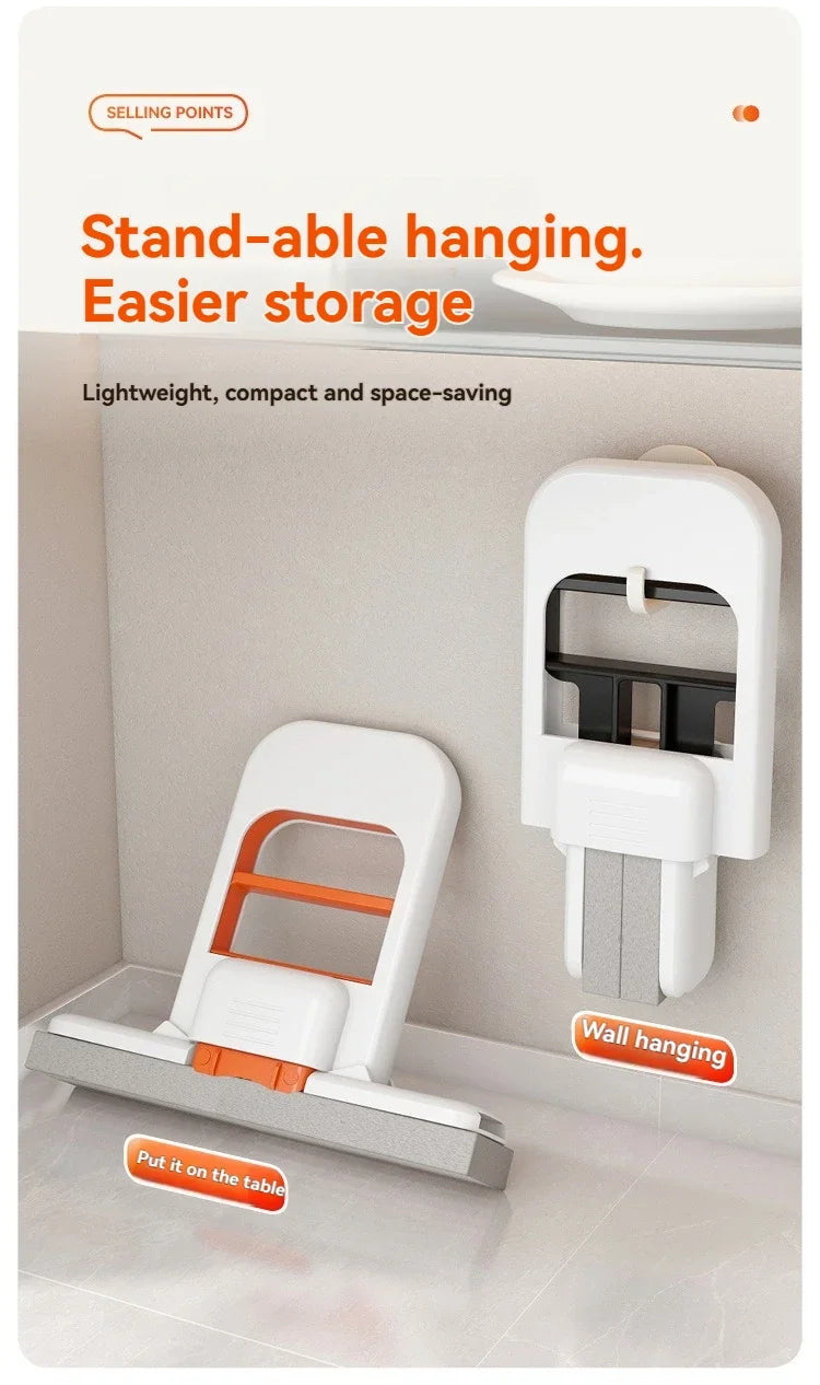 Foldable Handheld Sponge Mop – Portable Wet & Dry Dual-Use Mini Floor Cleaner with Self-Squeeze Design