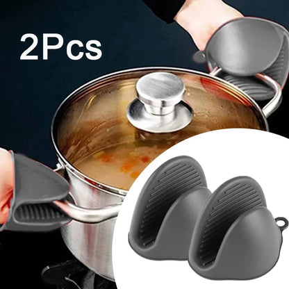 2pcs Silicone Heat-Resistant Oven Pinch Mitts – Anti-Scald, Non-Slip Pot Holder Clips