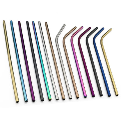 Premium 304 Stainless Steel Reusable Metal Drinking Straws – Straight & Bent Straws with Cleaning Brush | Eco-Friendly Bar & Kitchen Accessory