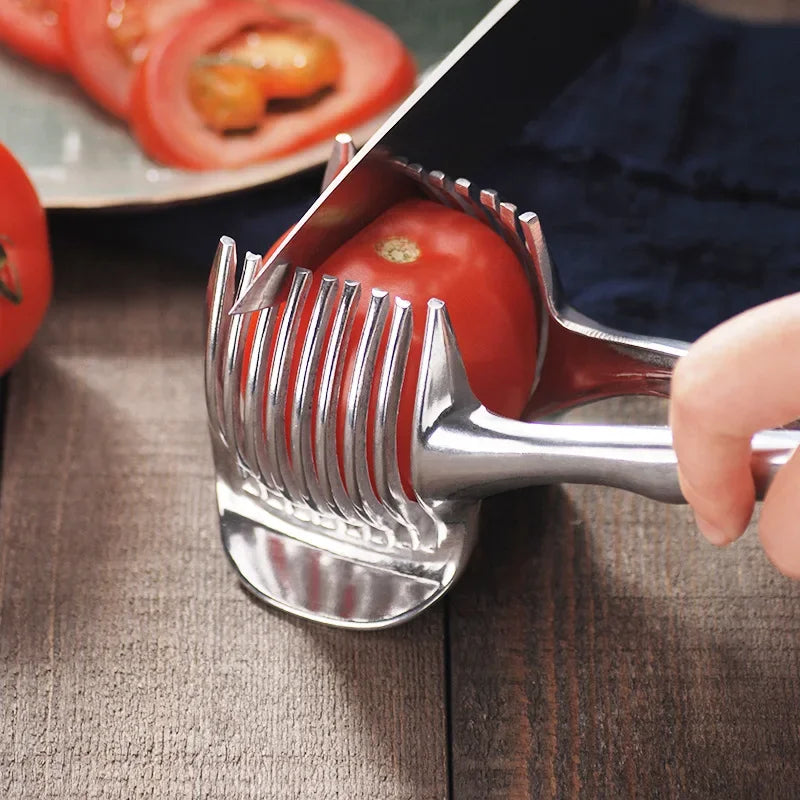 Stainless Steel Handheld Fruit Slicer Clip – Lemon, Orange, Tomato & Onion Cutter