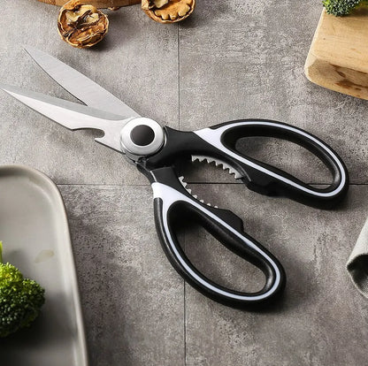 Stainless Steel Multifunctional Kitchen Scissors – Heavy-Duty Chicken Bone Shears with Bottle Opener, Nutcracker & Protective Cover