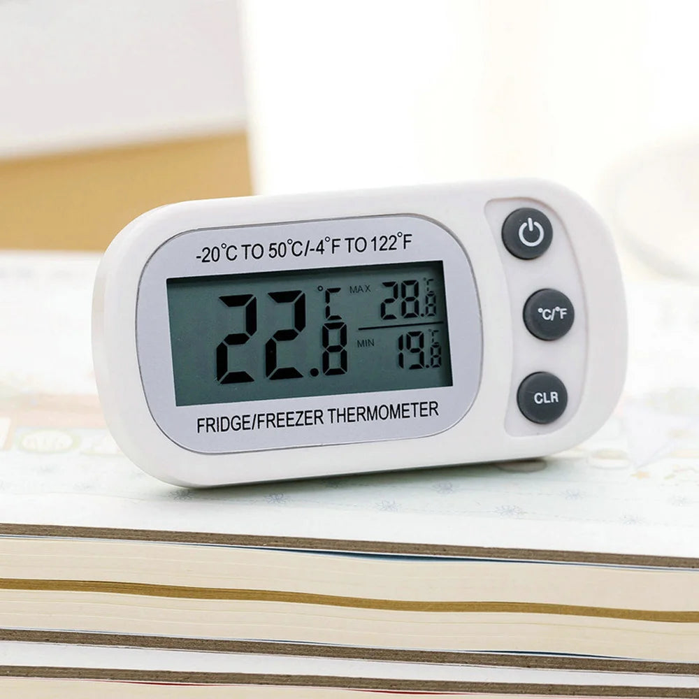 LCD Display Magnetic Hanging Refrigerator & Freezer Thermometer – Digital Temperature Meter for Fridge, Freezer & Kitchen Use