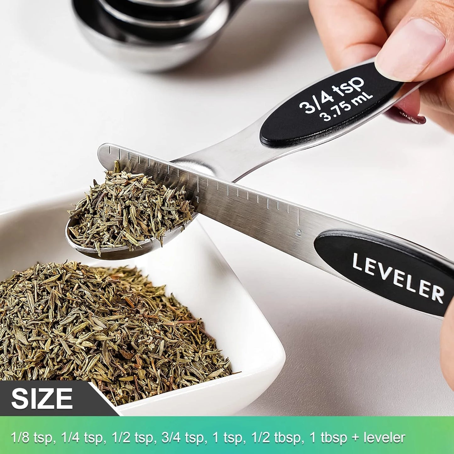 8-Piece Magnetic Stainless Steel Measuring Spoon Set — Dual-Sided, Stackable, Fits in Spice Jars | For Dry & Liquid Ingredients