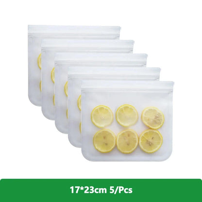Reusable PEVA Ziplock Storage Bags – BPA-Free, Leak-Proof Freezer & Lunch Bags (1/5/10 Pcs)
