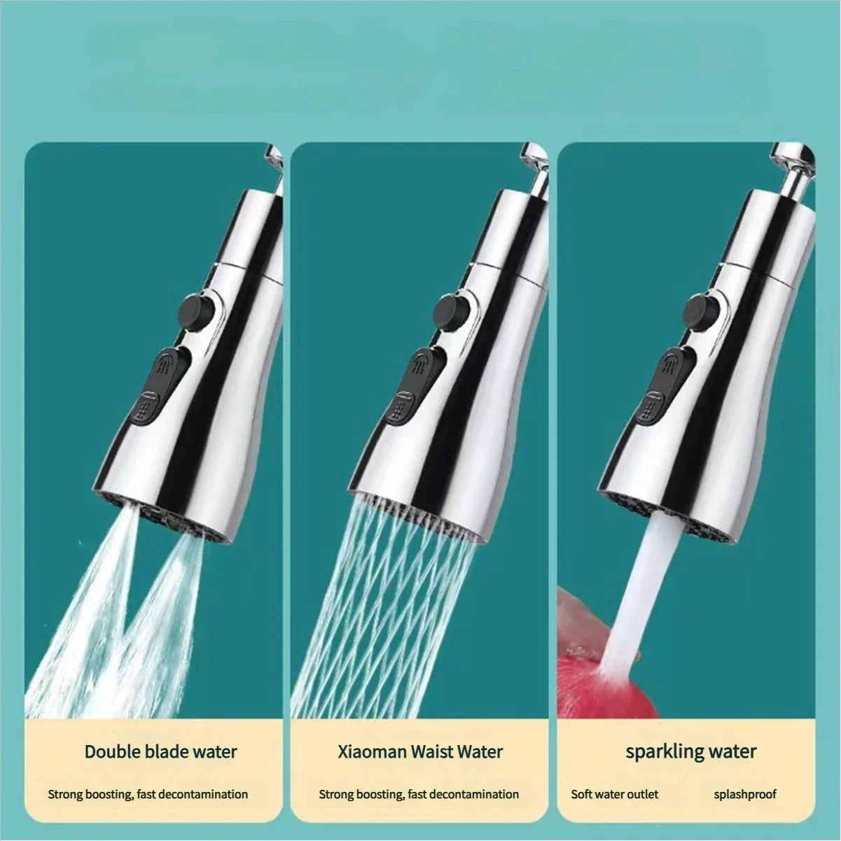 3-in-1 360° Rotating Kitchen Faucet Extender – Universal Pull-Out Tap Sprayer with Multi-Mode Booster Flow