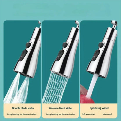 3-in-1 360° Rotating Kitchen Faucet Extender – Universal Pull-Out Tap Sprayer with Multi-Mode Booster Flow