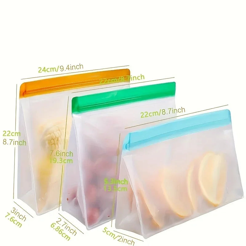 Reusable Silicone & PEVA Stand-Up Food Storage Bag – Leakproof, Freezer-Safe, Eco-Friendly Ziplock Fresh Bag