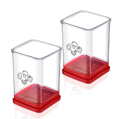 3-in-1 Stainless Steel Fruit Slicer – Push-Down Apple, Strawberry & Banana Cutter with Integrated Corer & Wedger