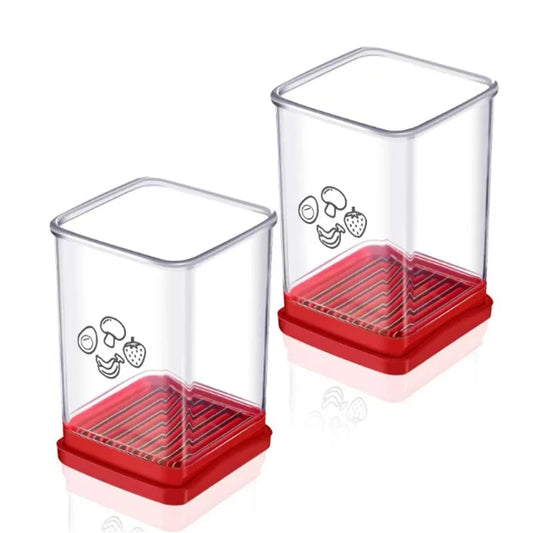 3-in-1 Stainless Steel Fruit Slicer – Push-Down Apple, Strawberry & Banana Cutter with Integrated Corer & Wedger