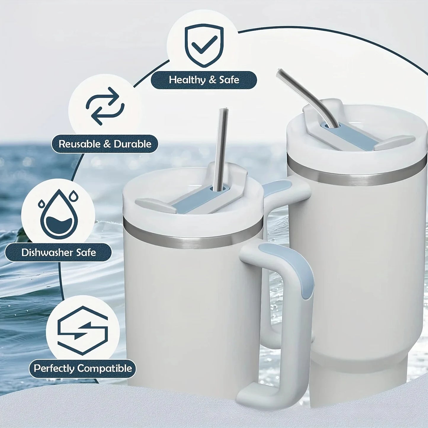 30cm Reusable Stainless Steel Drinking Straw – Extra Long Silver Straw for Smoothies, Cocktails & Tall Glasses