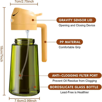 470ML Dark Glass Oil Sprayer – Light-Blocking Olive Oil Dispenser for Cooking, Air Fryer, BBQ & Seasoning
