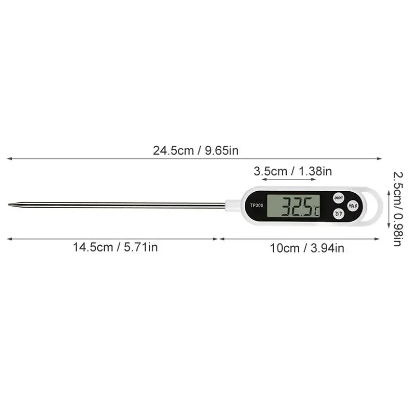 TP300 Digital Food Thermometer – Instant-Read Probe Thermometer for Meat, Oil, BBQ & Cooking