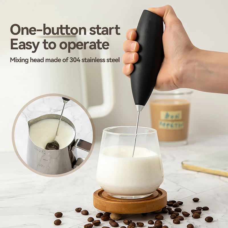 Electric Handheld Milk Frother & Mini Egg Beater – Wireless High-Speed Coffee & Drink Mixer