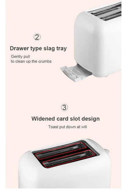 2025 Portable Mini Breakfast Toaster – 2-Slice Automatic Pop-Up Toaster with 6 Browning Modes & Removable Crumb Tray