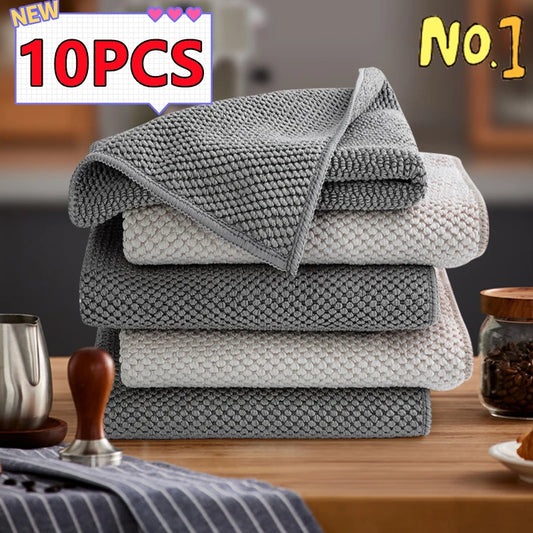 Kitchen Bar Cleaning Cloth Set – Honeycomb Microfiber Towels for Coffee Machines, Bars & Home Cleaning (3/5/10 PCS)