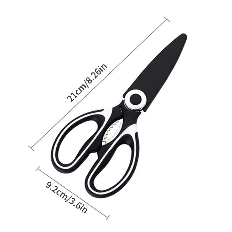 Multi-Functional Stainless Steel Kitchen Scissors – Heavy-Duty Poultry, Fish Bone & Food Prep Shears with Non-Slip Handle + Protective Cover