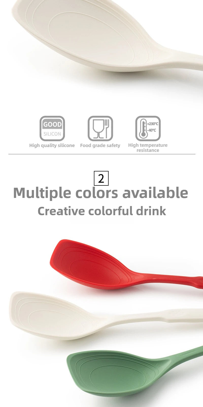 Premium Silicone Multipurpose Cooking Spoon – Heat-Resistant, Anti-Slip Handle, Steel-Core Kitchen Tool