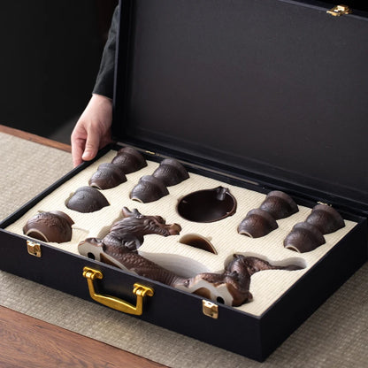 1 set, creative lazy tea set, semi-automatic dragon teapot, magnetic rotating water-conducting tea set, Chinese Kung Fu tea set