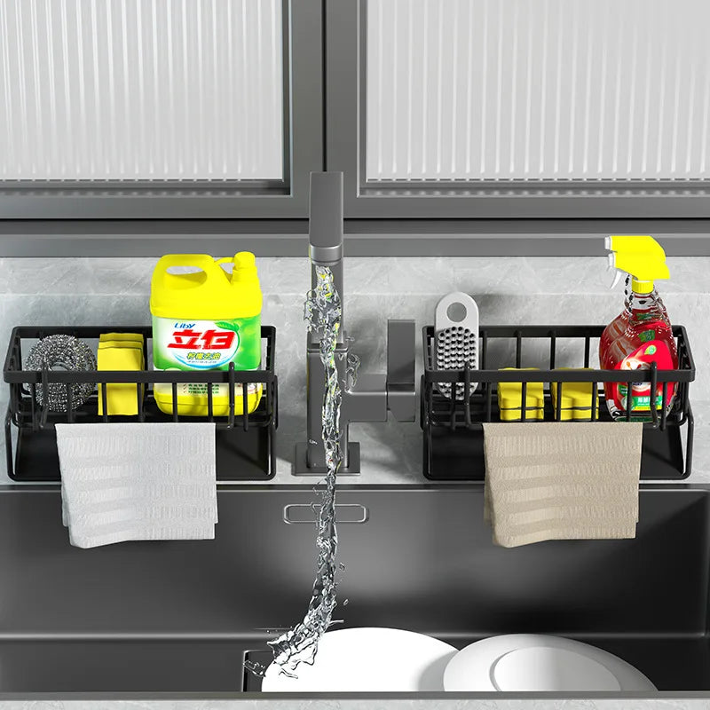 Stainless Steel Sink Drain Rack – Sponge Holder, Soap Tray & Faucet Organizer Shelf for Kitchen Storage