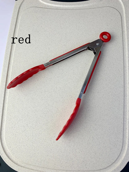 Anti-Slip Stainless Steel Cooking & Serving Tongs – Heat-Resistant Silicone Food Clip for Kitchen & BBQ