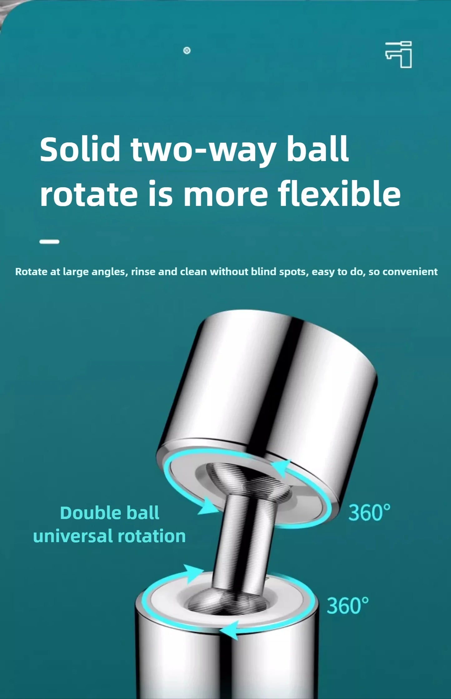 360° Rotatable Chrome Kitchen Faucet Spout – Splash-Proof, High-Pressure 3-Mode Nozzle Replacement (Easy Install)