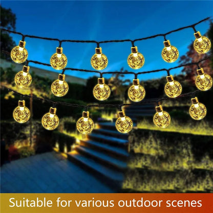 LED Solar Light String Outdoor Waterproof Christmas Decoration 200led Crystal Ball Camping Fairy Garland Garden Party Lamp