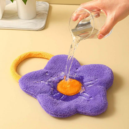 Soft Hanging Hand Towel – Reusable Fast-Drying Fleece Dishcloth for Kitchen & Bathroom