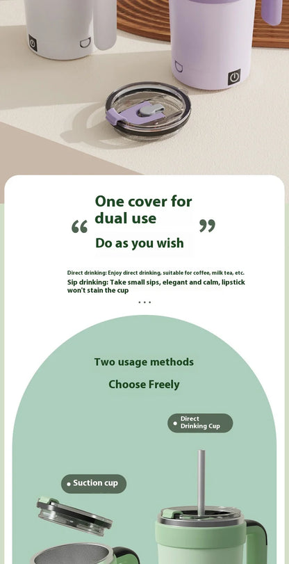 Smart Automatic Magnetic Stirring Cup – Temperature Display, USB Rechargeable, 380ml Portable Self-Mixing Mug