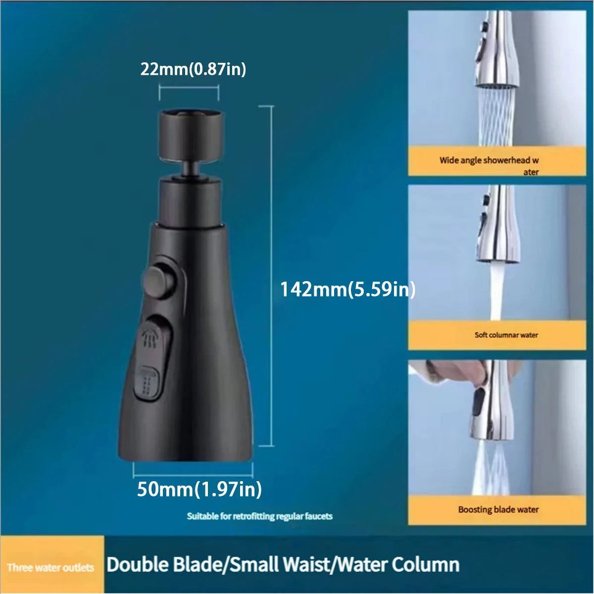 3-in-1 360° Rotating Kitchen Faucet Extender – Universal Pull-Out Tap Sprayer with Multi-Mode Booster Flow