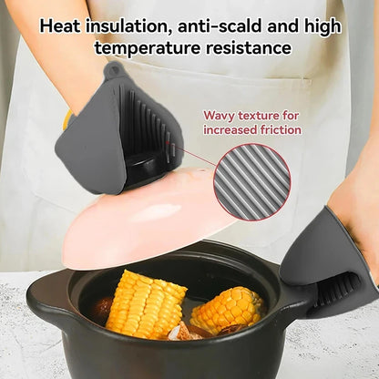 2pcs Silicone Heat-Resistant Oven Pinch Mitts – Anti-Scald, Non-Slip Pot Holder Clips