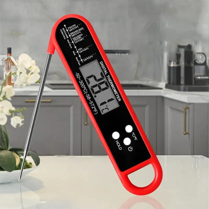 Digital Folding Meat Thermometer – Instant Read Kitchen Probe for BBQ, Oven, Water, Oil & Liquids