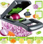 14/16-in-1 Multifunction Vegetable Cutter, Chopper &amp; Dicer – Complete Food Prep System with Storage Container