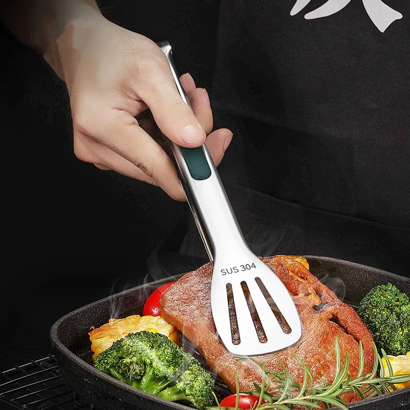 Non-Slip Stainless Steel Food Tongs – Meat, Salad & Grill Clip for Home, BBQ & Buffet
