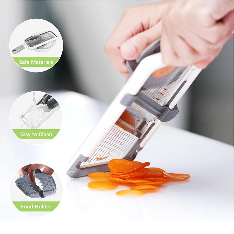 Adjustable Stainless Steel Mandoline Slicer – Multi-Function Veggie Chopper & Grater