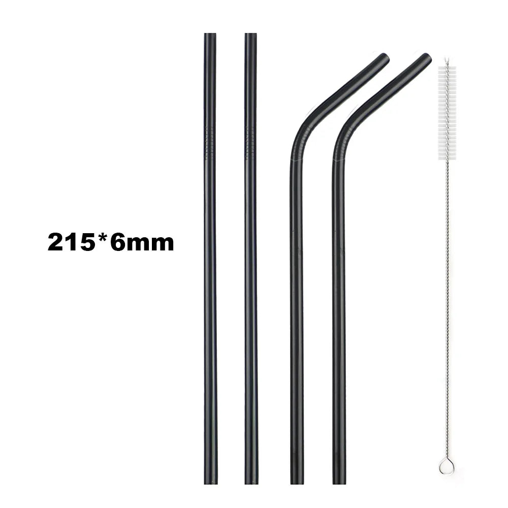Premium 304 Stainless Steel Reusable Metal Drinking Straws – Straight & Bent Straws with Cleaning Brush | Eco-Friendly Bar & Kitchen Accessory